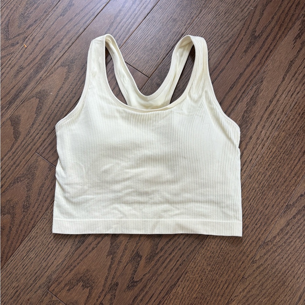 Alia Light Yellow Ribbed Tank Top